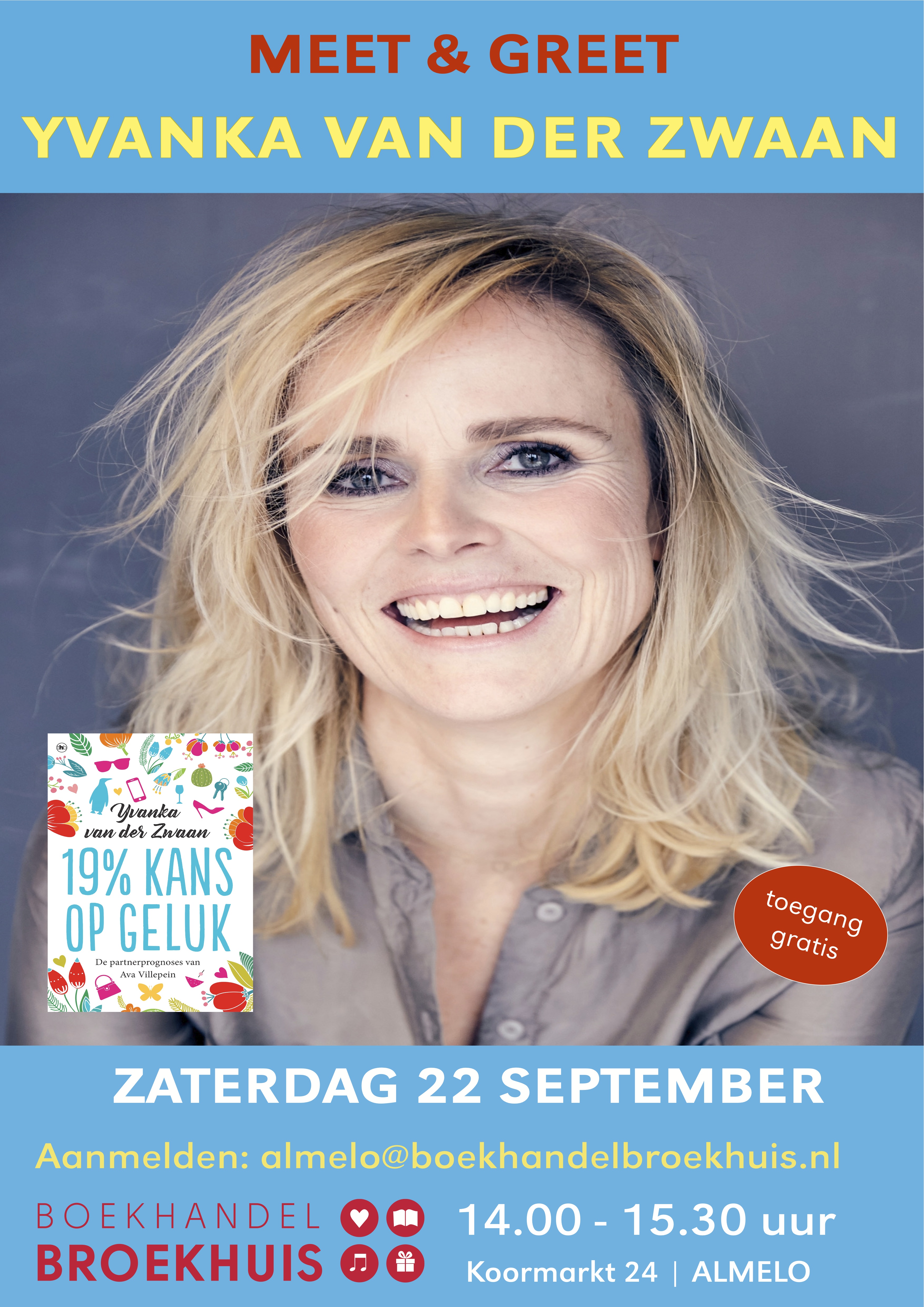 YVANKA VAN DER ZWAAN op 22 september bij Broekhuis Almelo