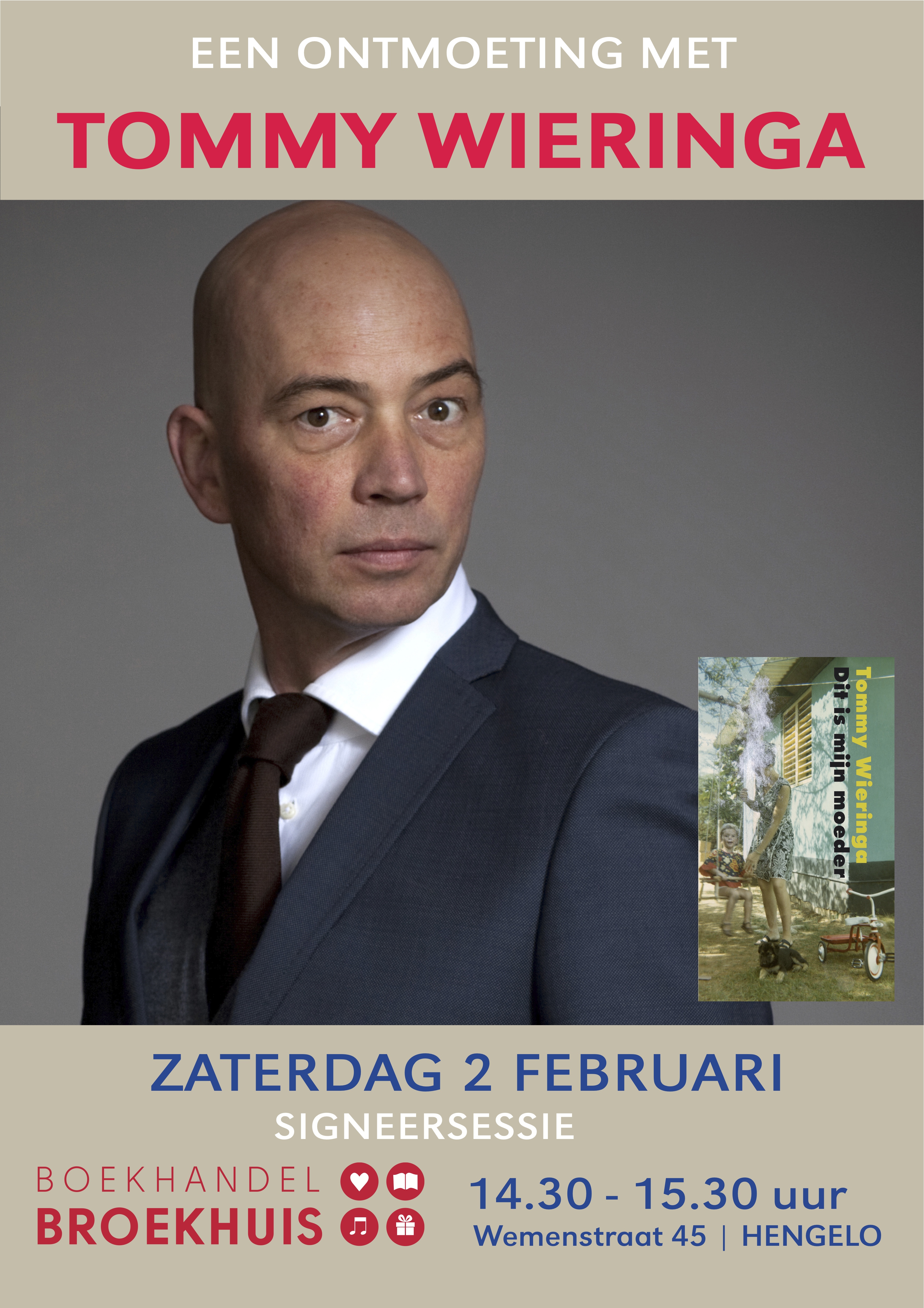 Tommy Wieringa signeert 'Dit is mijn moeder' op 2 februari in Hengelo
