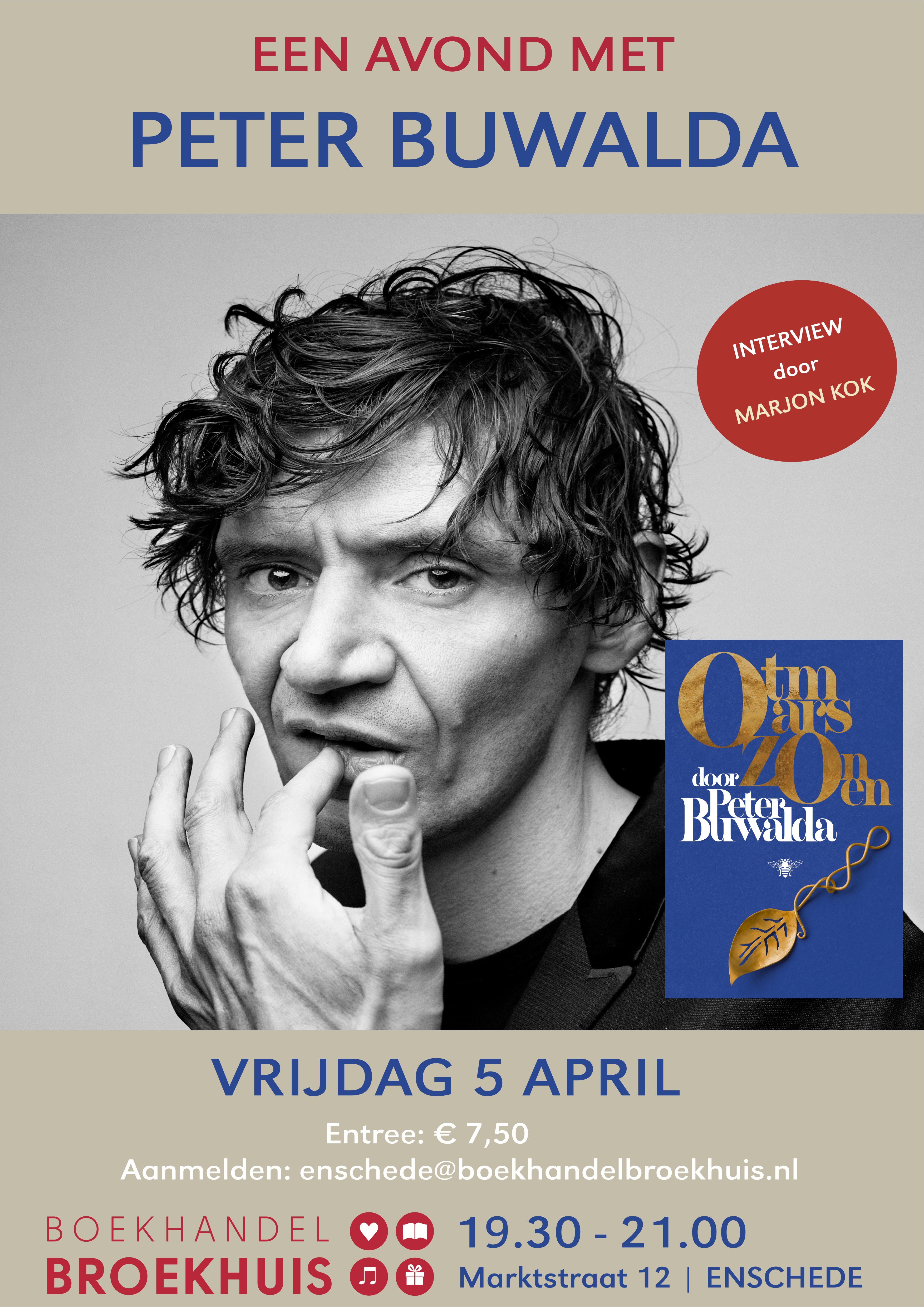 Een avond met PETER BUWALDA op 5 april bij Broekhuis Enschede