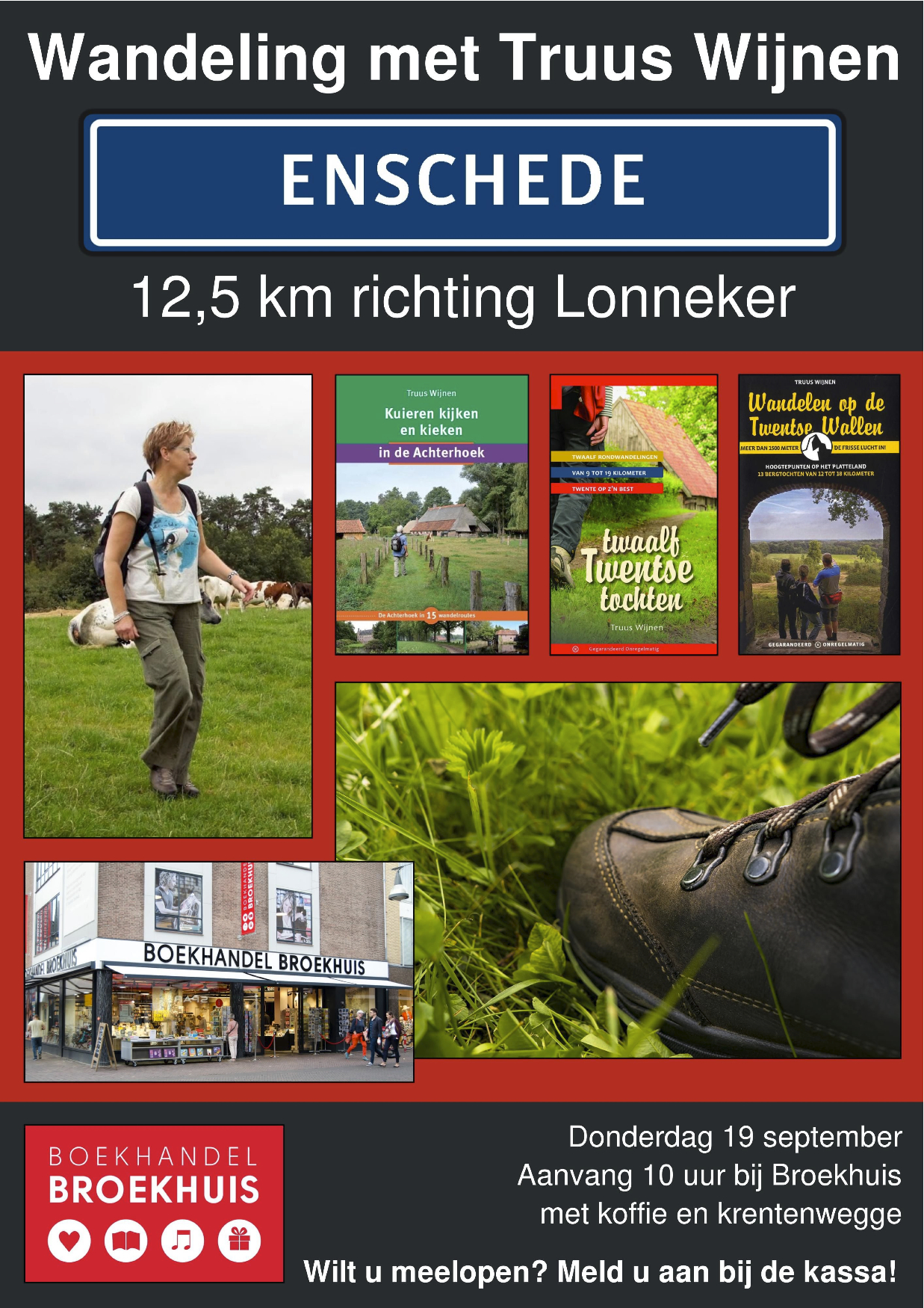 Wandelen in regio Enschede met Truus Wijnen op 19 september