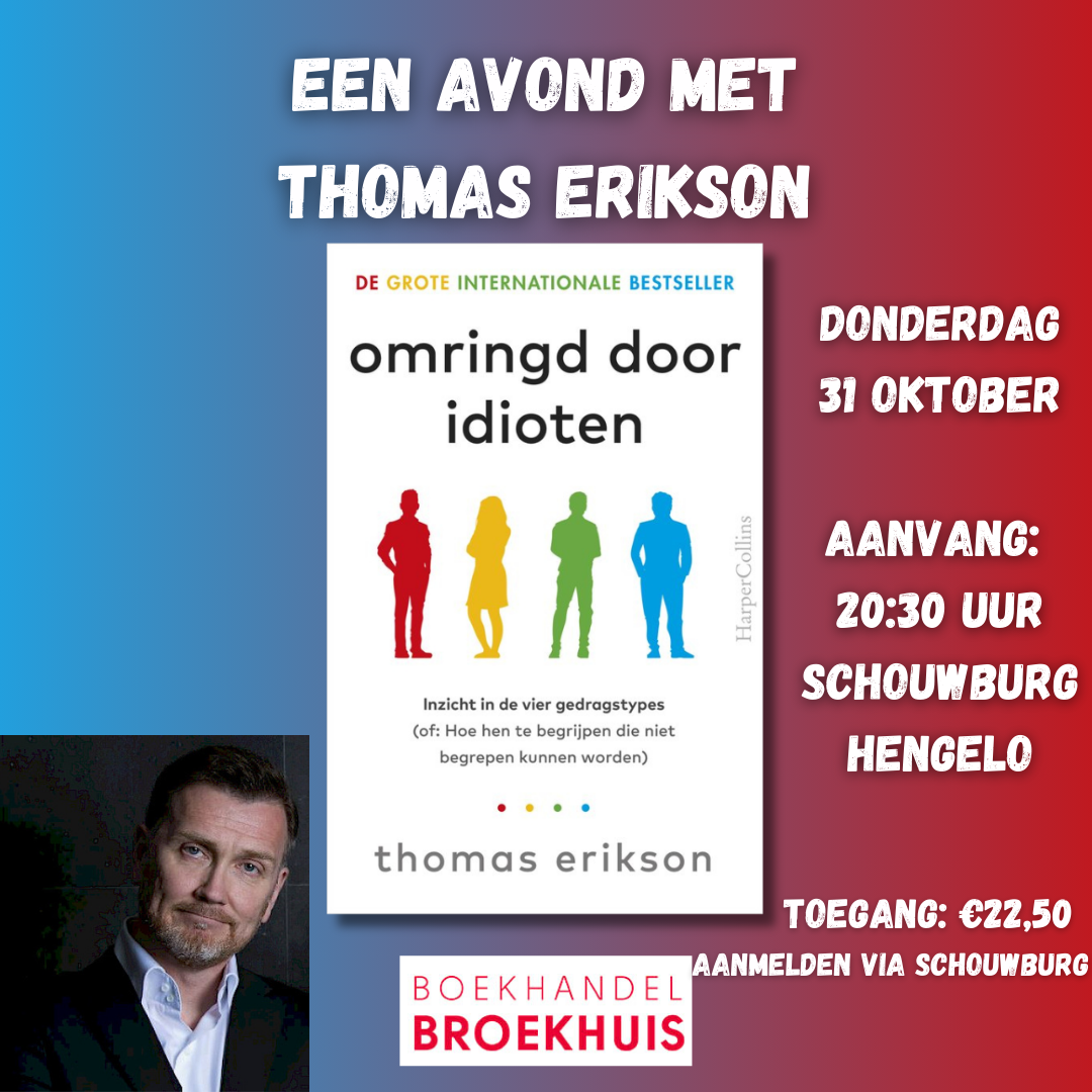 Een avond met Thomas Erikson op donderdag 31 oktober bij Schouwburg Hengelo